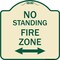 Signmission No Standing Fire Zone W/ Bidirectional Arrow Heavy-Gauge Aluminum Sign, 18" x 18", TG-1818-23587 A-DES-TG-1818-23587 - alternate 1